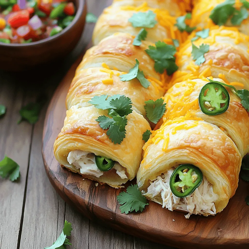 To make chicken stuffed crescent rolls, you need a few simple ingredients. The main stars are shredded chicken and cream cheese. These two create a rich and tasty filling. You also need crescent roll dough to wrap everything up.