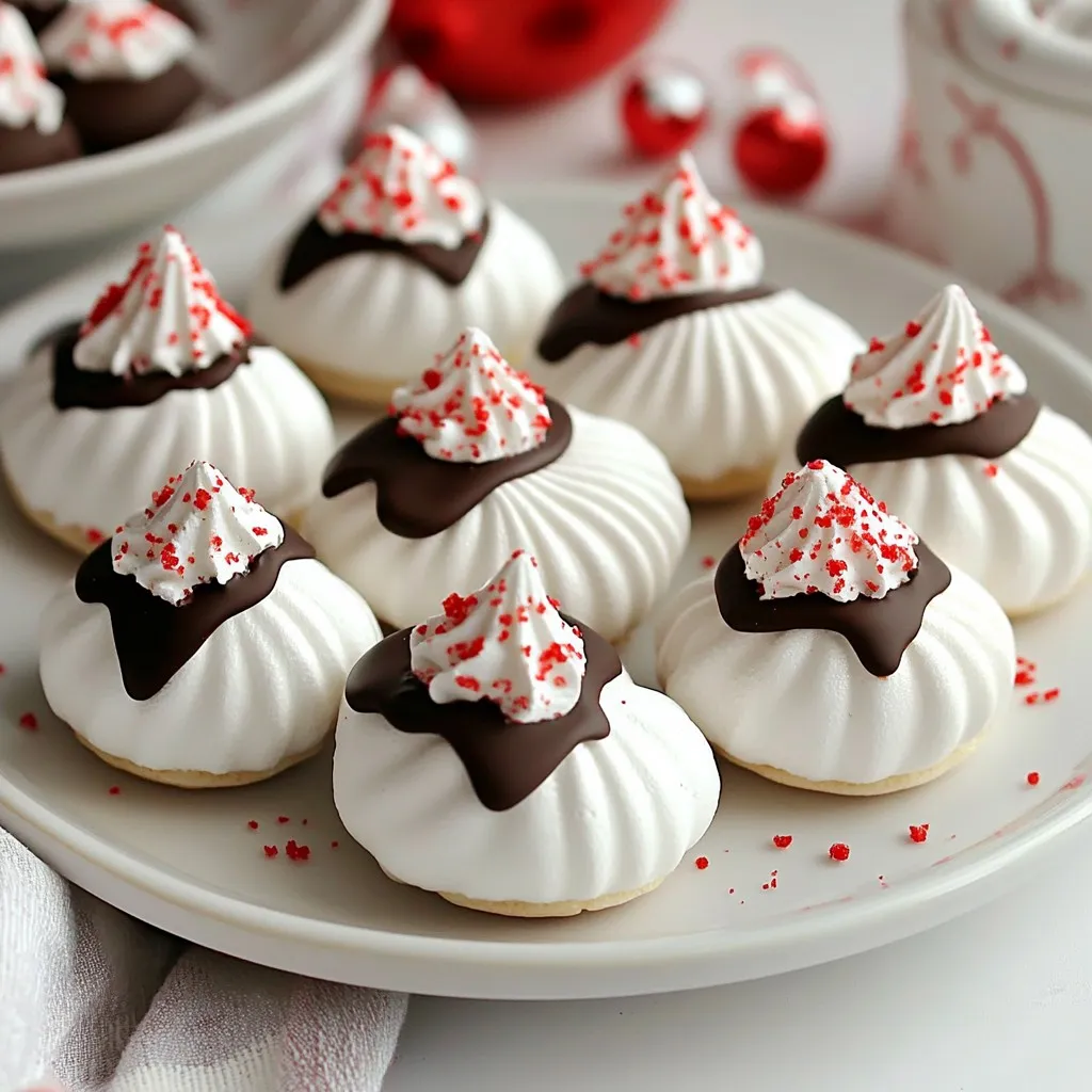 Chocolate Dipped Peppermint Meringues Festive Treat