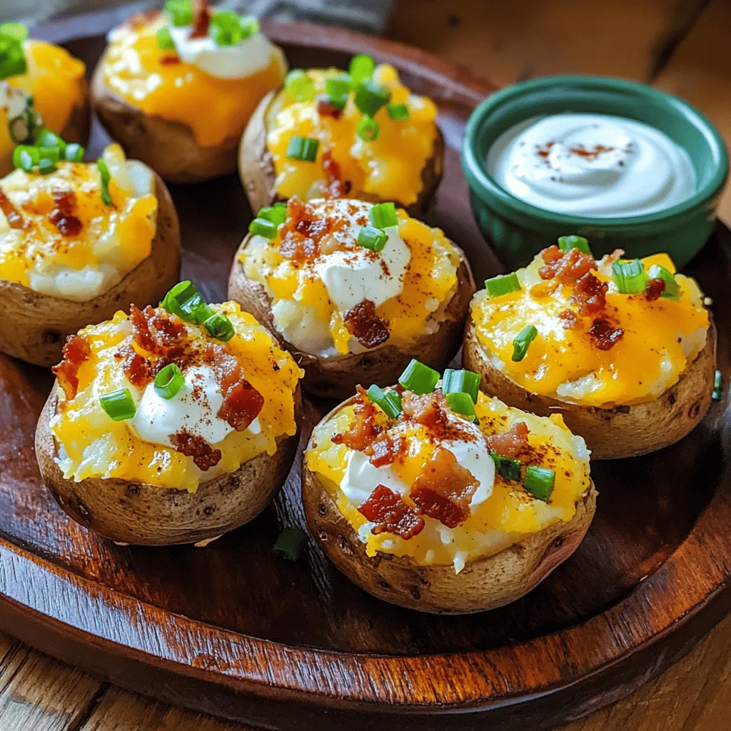 Mini loaded baked potatoes are small, stuffed potatoes that burst with flavor. They are fun, easy to eat, and perfect for sharing. I love these little delights because they bring joy to any gathering.