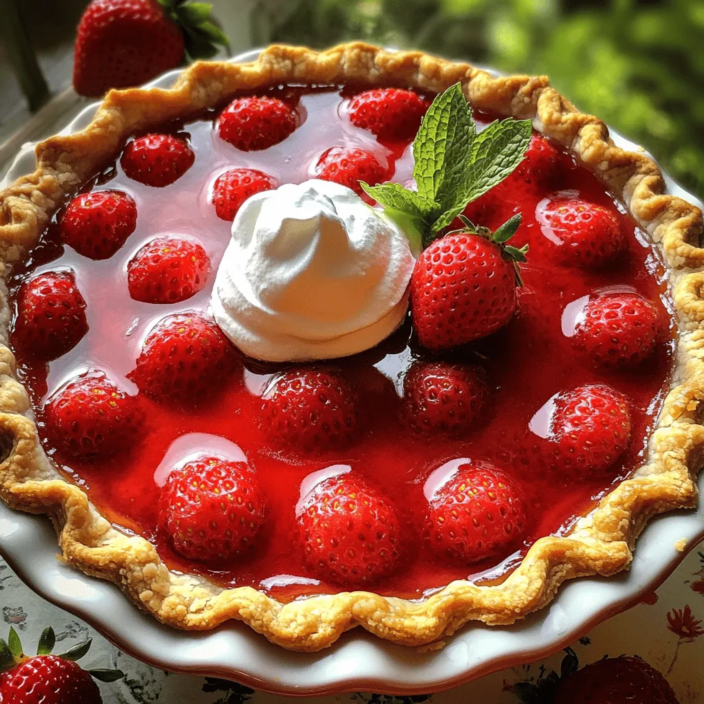 To make the best strawberry pie, you need these key ingredients: - 1 pre-made pie crust (9-inch) - 4 cups fresh strawberries, hulled and sliced - 1 cup granulated sugar, divided - 3 tablespoons cornstarch - 1 tablespoon lemon juice - 1 teaspoon vanilla extract - 1/4 teaspoon salt - 1 tablespoon unsalted butter, cut into small pieces