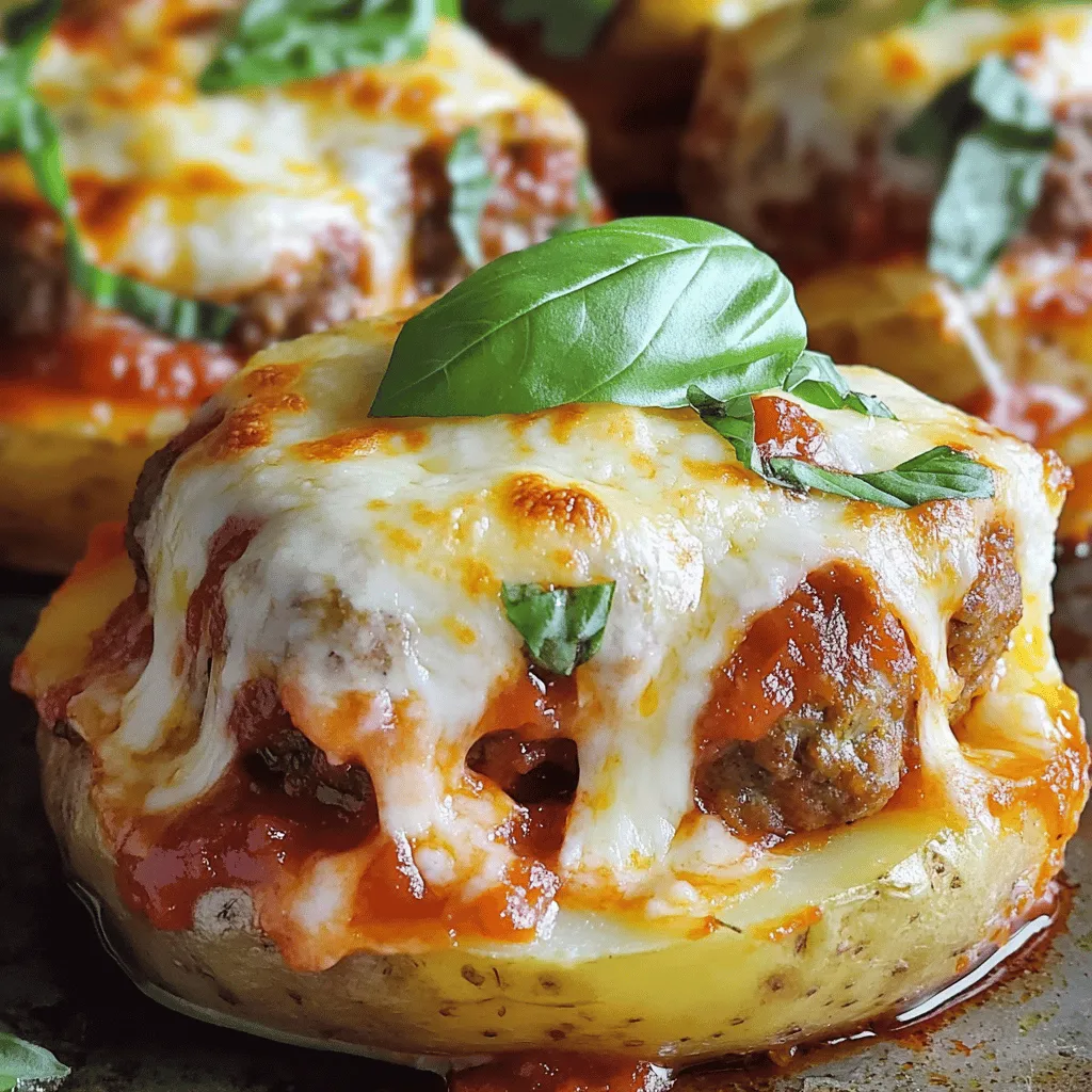 Boil Potatoes And Slice Them With Meatballs And Cheese