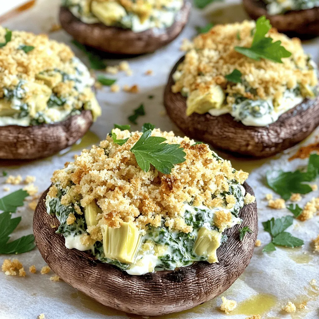 Savory Spinach Artichoke Stuffed Mushrooms Delight