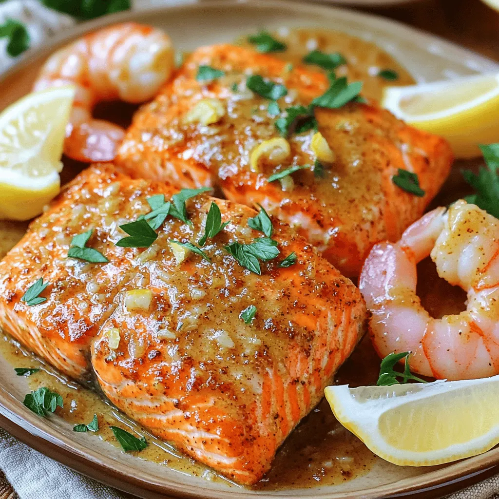 Cajun Salmon and Shrimp with Garlic Butter Sauce Delight