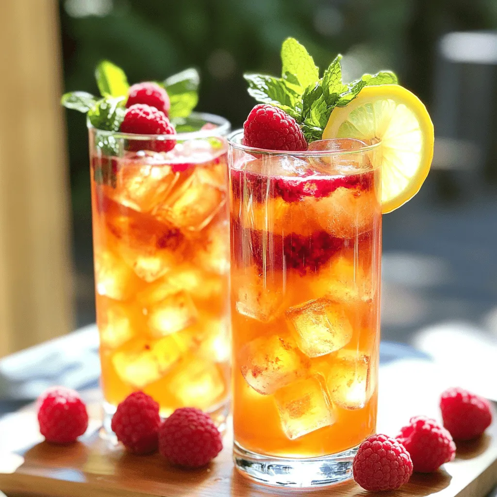 To make delicious Earl Grey raspberry iced tea, gather these items: - 4 cups of water - 4 Earl Grey tea bags - 1 cup of fresh raspberries - ½ cup of honey or agave syrup - Juice of 1 lemon - Ice cubes - Mint leaves for garnish