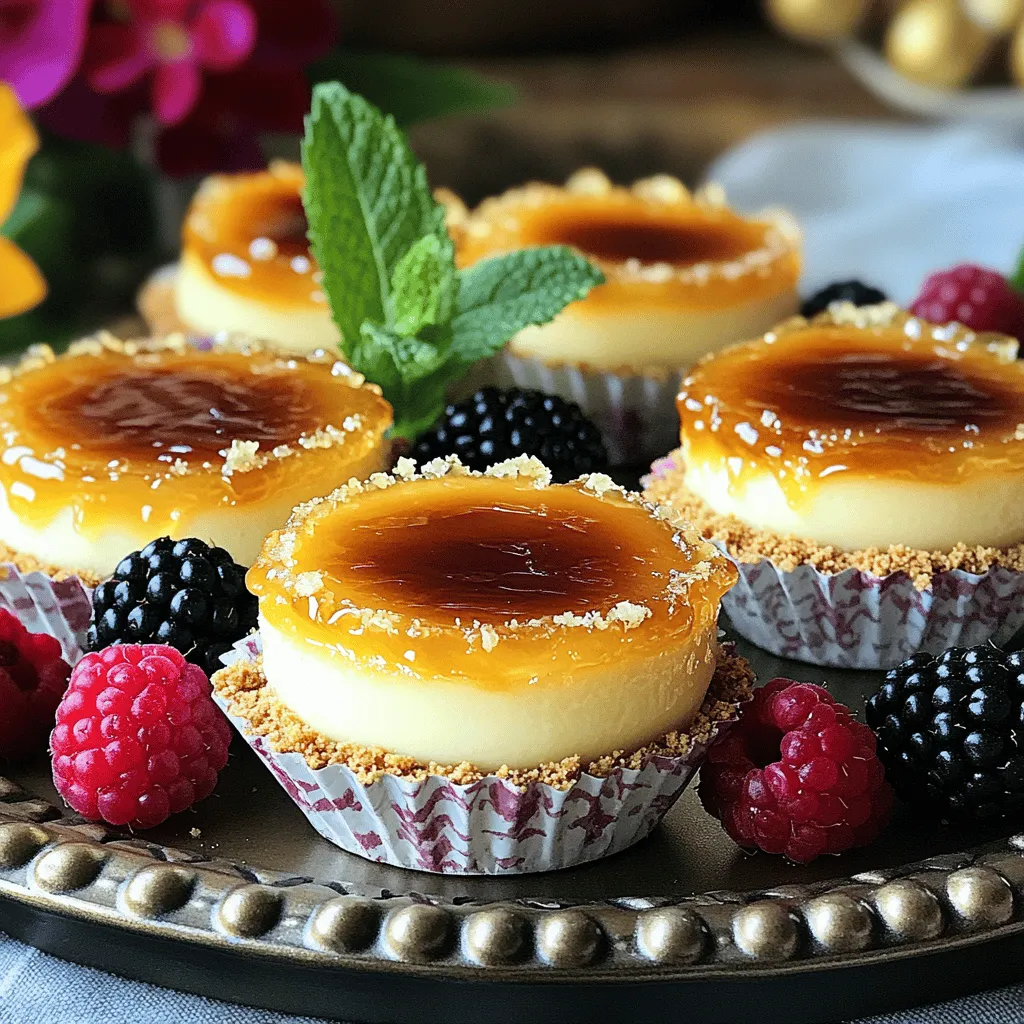 To make mini crème brûlée cheesecakes, you will need a few simple ingredients. Each one adds to the rich flavor and creamy texture. Here’s what you’ll gather: