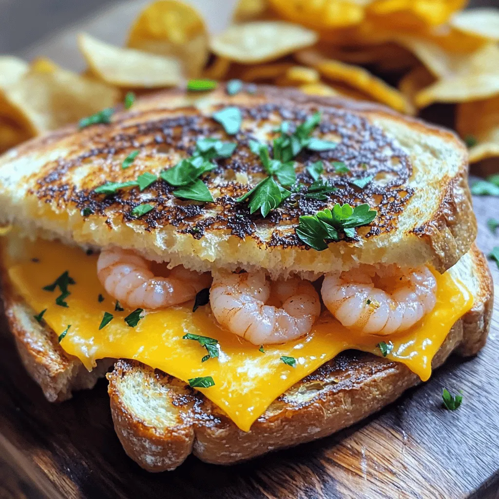 To make a garlic butter shrimp grilled cheese sandwich, you need key ingredients. First, you will need shrimp. I suggest using large, fresh shrimp. They cook quickly and add a nice bite to the sandwich.