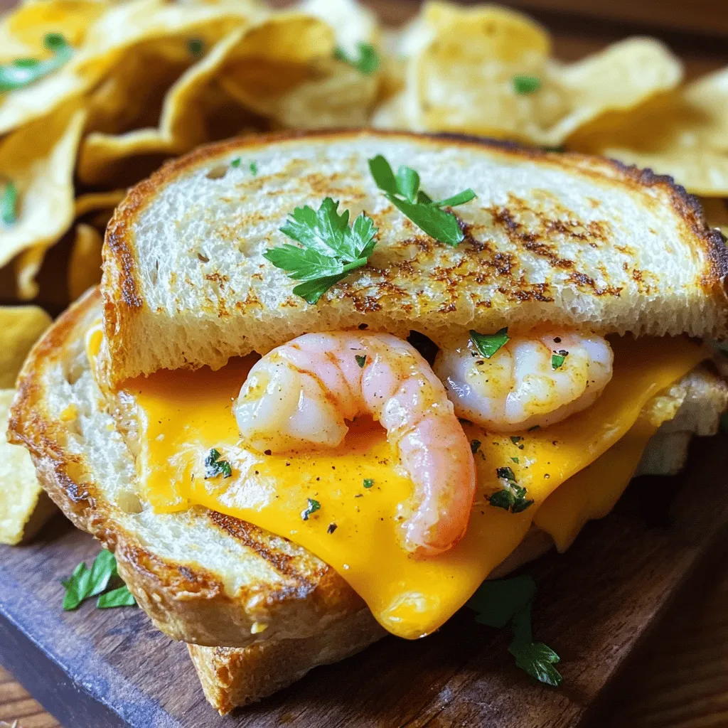 Garlic Butter Shrimp Grilled Cheese Sandwich Delight