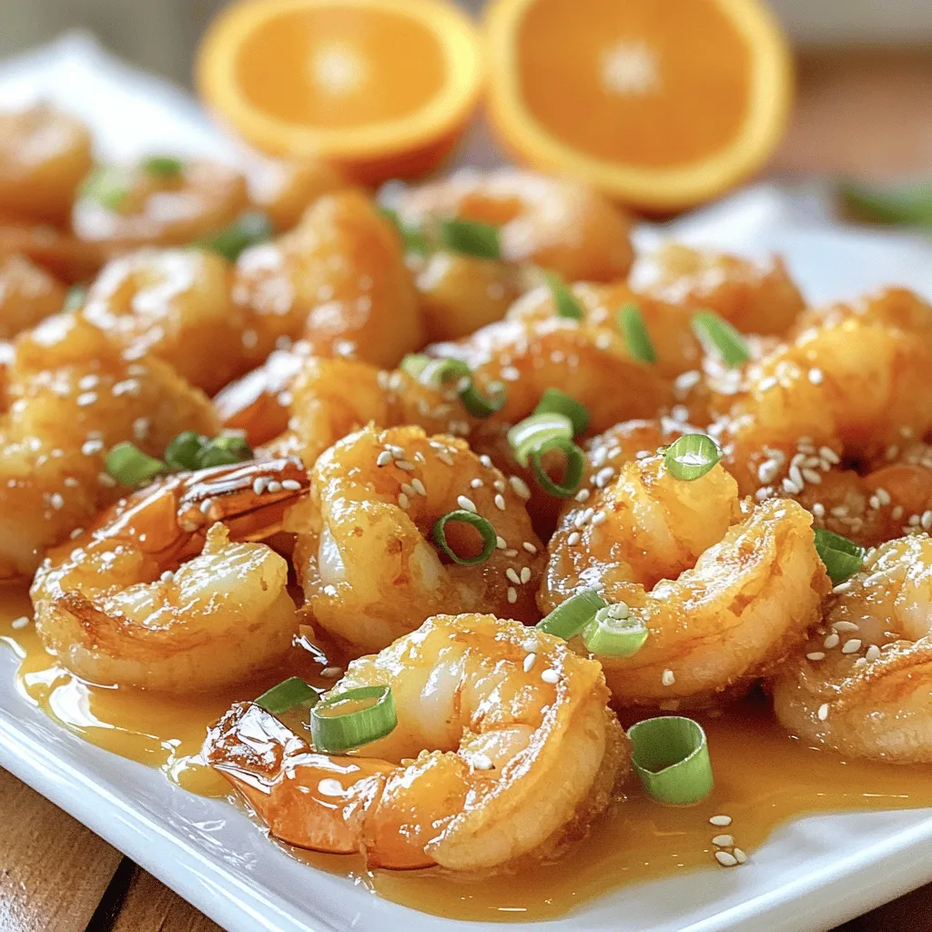 To make a crispy orange shrimp recipe, you need fresh shrimp, cornstarch, and flour. The shrimp should be large, peeled, and deveined. You will also need baking powder, garlic powder, salt, and black pepper. These spices add flavor and help the coating stick.