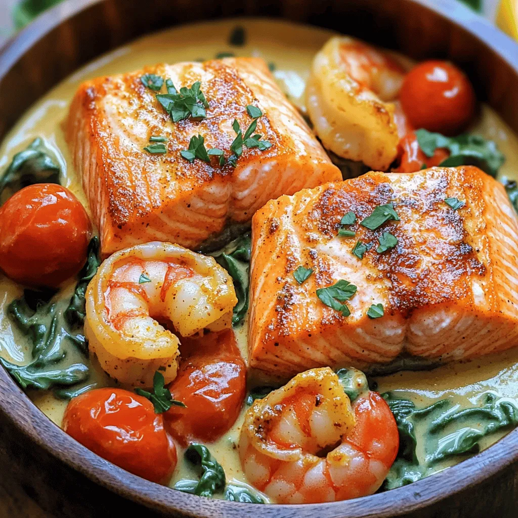 The Cajun Creamy Delight recipe is a feast for your taste buds. It features fresh salmon and shrimp. Both seafood types bring unique flavors and textures. The pairing is perfect for a rich, creamy dish.