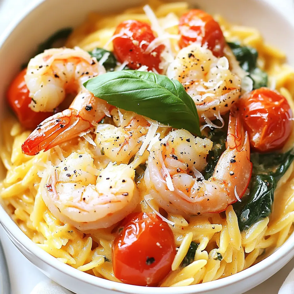 One-Pot Creamy Tuscan Shrimp Orzo Delightful Dish
