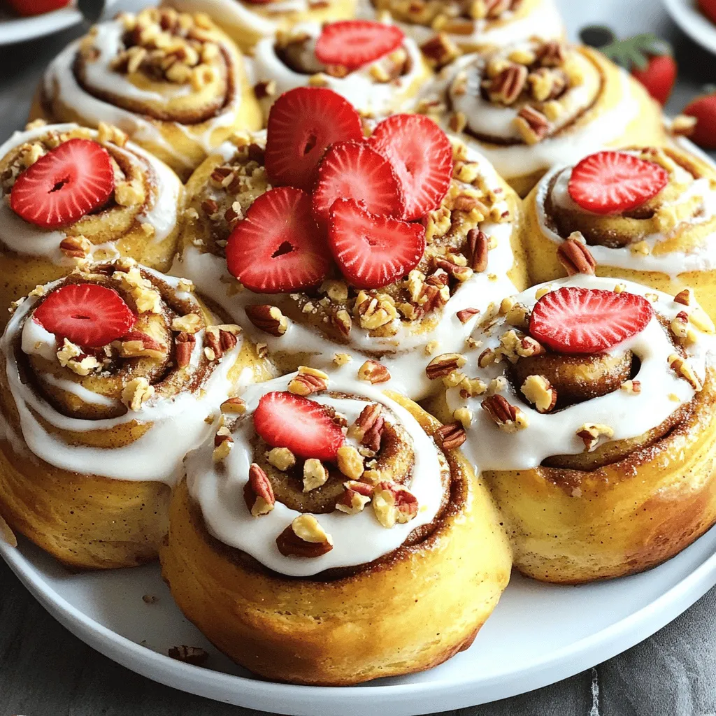 Scrumptious Strawberry Cheesecake Cinnamon Rolls with Pecans