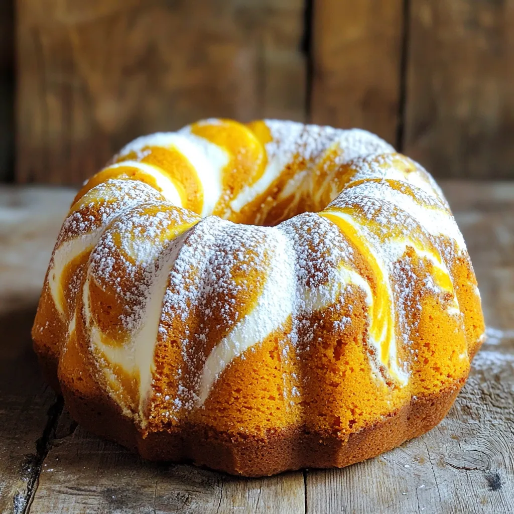 Pumpkin Cream Cheese Swirl Bundt Cake Delight