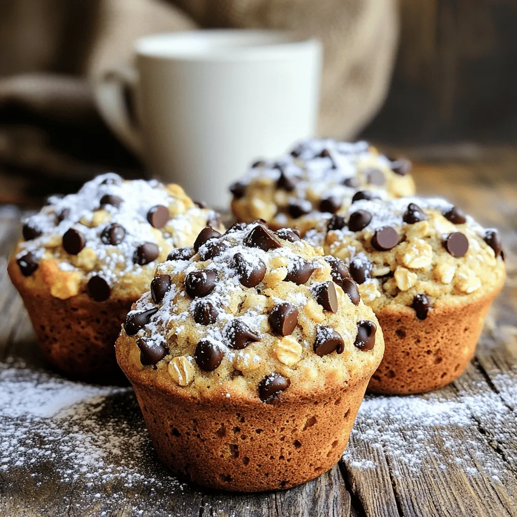 Chocolate Chip Banana Oatmeal Muffins Easy and Tasty
