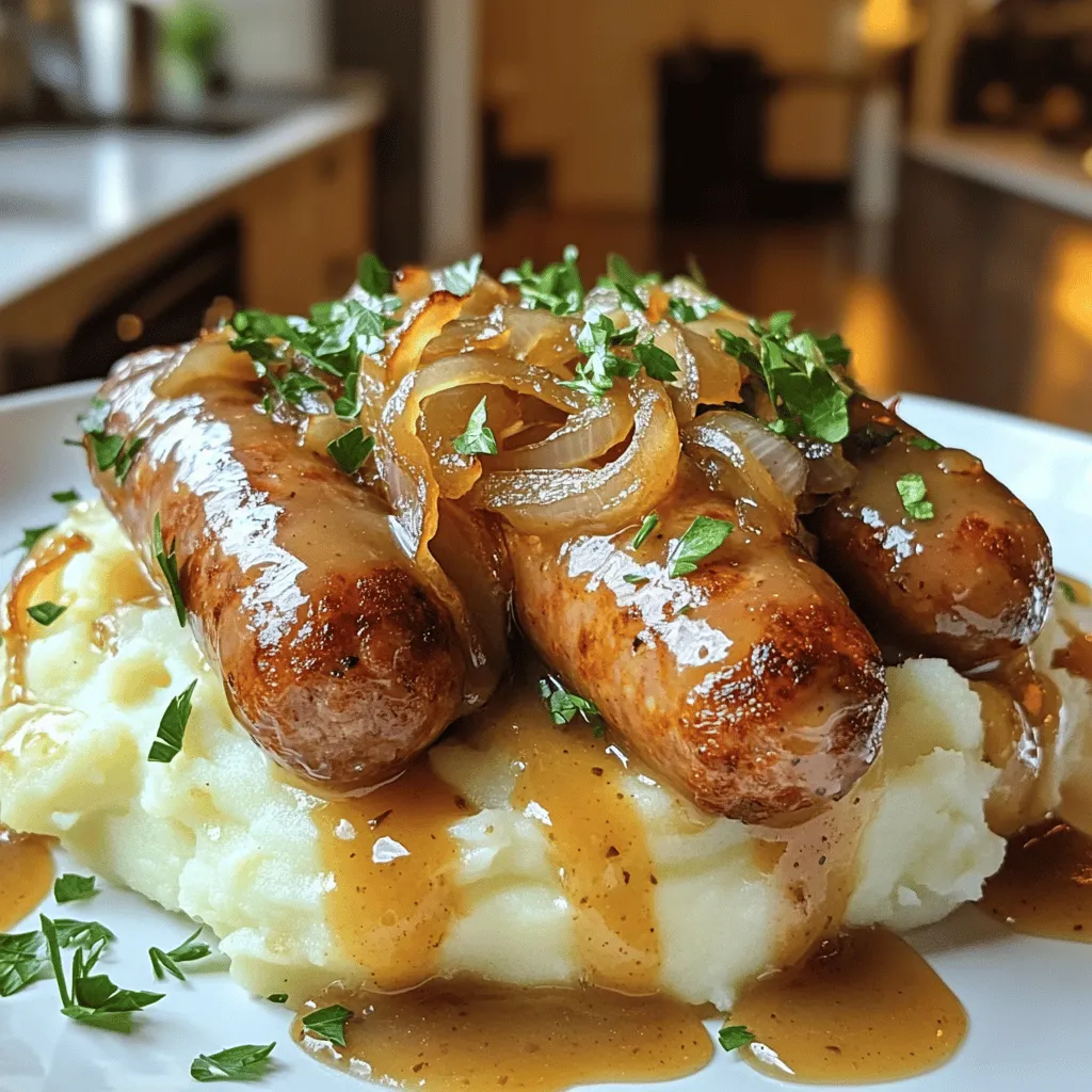Bangers and Mash with Onion Gravy Rich and Savory Dish