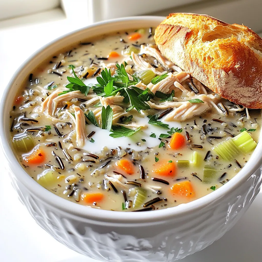 Slow Cooker Chicken and Wild Rice Soup Comfort Bowl
