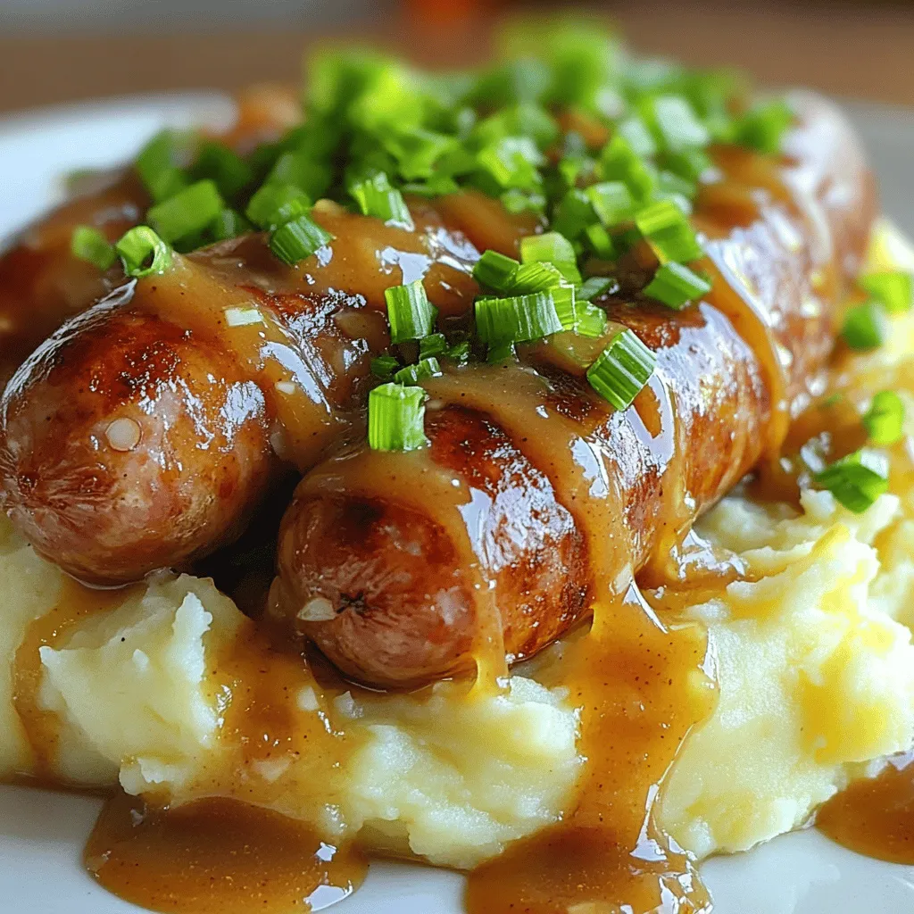 - 1 pound of pork sausages (breakfast or Italian) - 2 pounds of Yukon Gold potatoes, peeled and chopped - 1/2 cup milk - 1/4 cup unsalted butter