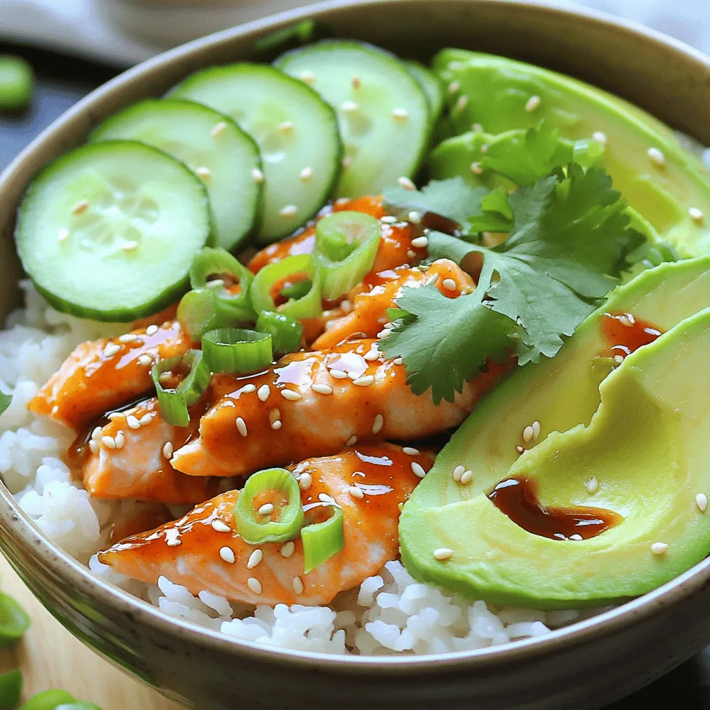 To create a spicy salmon bowl, you need fresh ingredients. The key ingredients include salmon, rice, and various toppings.