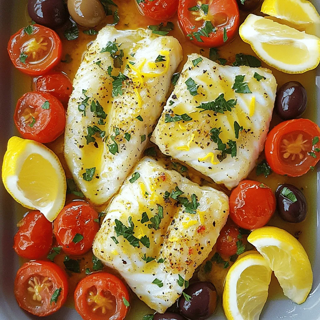 For a tasty Mediterranean baked fish, you need fresh and simple ingredients. Start with 4 fillets of white fish like cod or tilapia. These fish are mild and cook well. Next, gather your herbs: dried oregano and thyme. They add a lot of flavor.