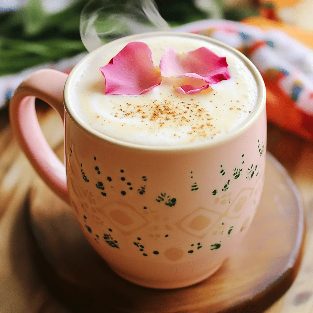 A Vanilla Rose Tea Latte is a blend of soothing flavors. The main ingredients are simple yet delightful. You need two cups of water and two tablespoons of loose-leaf Earl Grey tea or two tea bags. Earl Grey gives the drink its unique taste. It has notes of bergamot, which pairs well with rose.