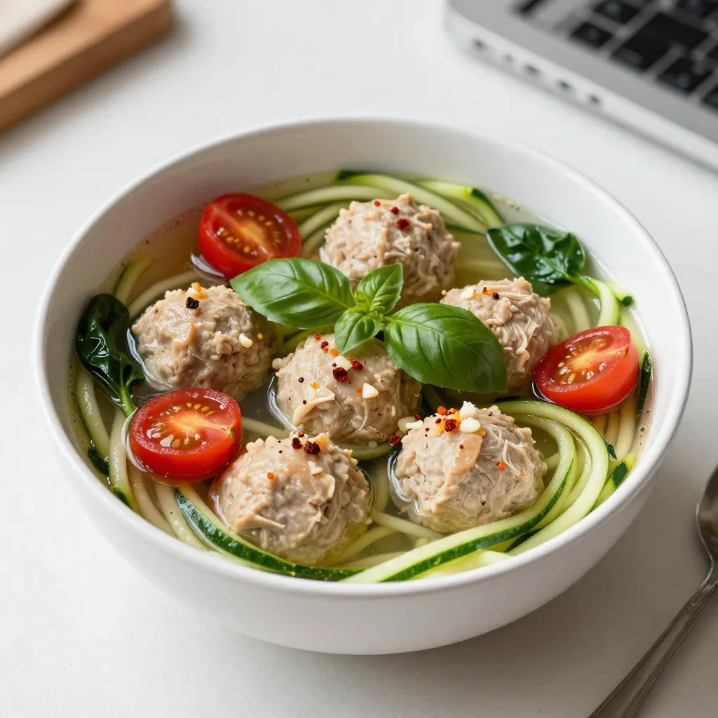 Turkey Meatball Zoodle Soup Delicious and Nourishing
