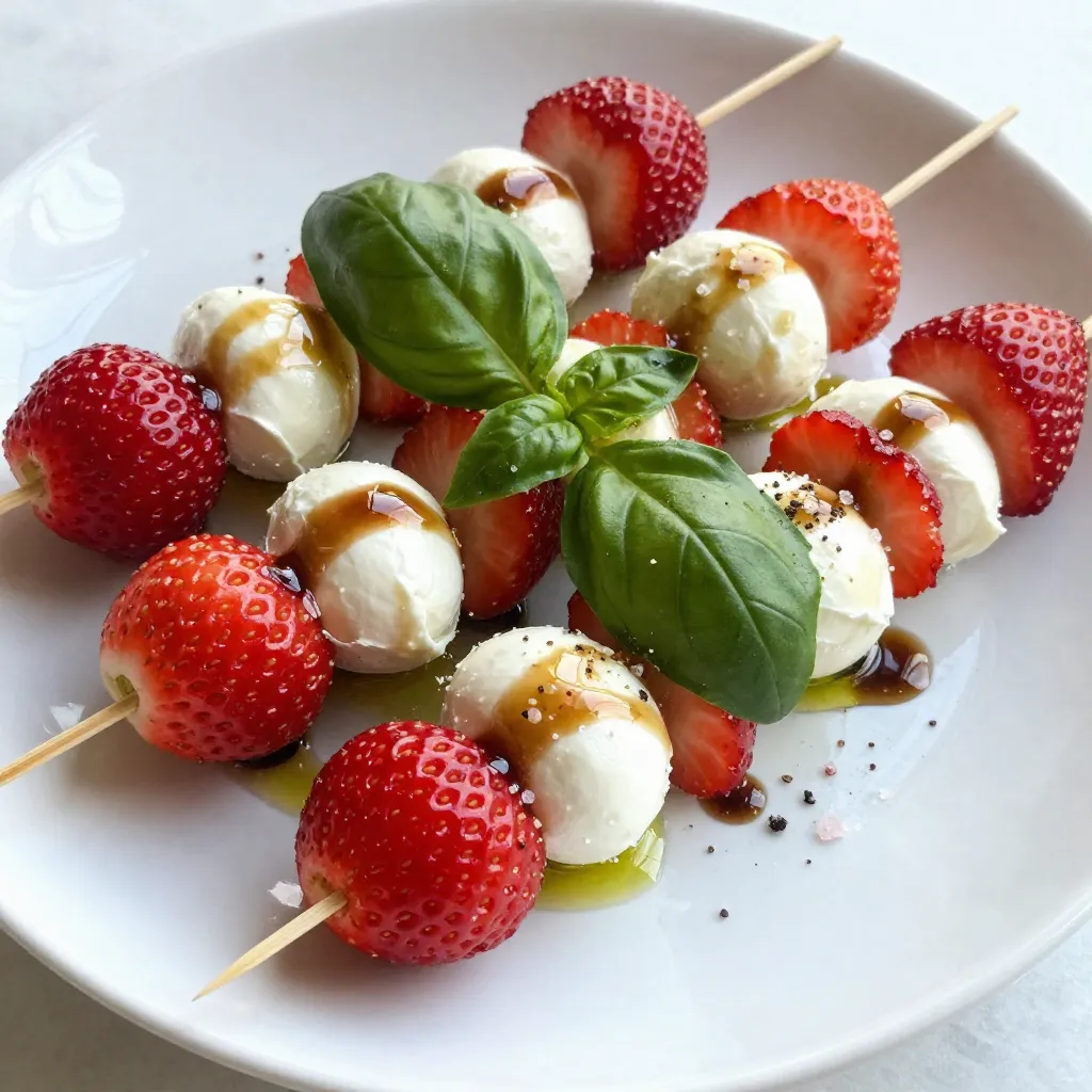 Savory Strawberry Basil Mozzarella Skewers Recipe