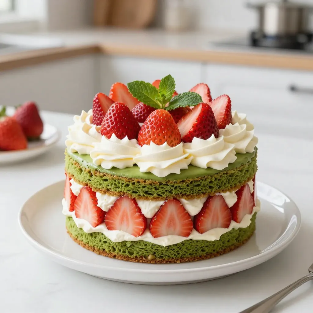 Matcha Strawberry Layer Cake Delightful Treat Recipe