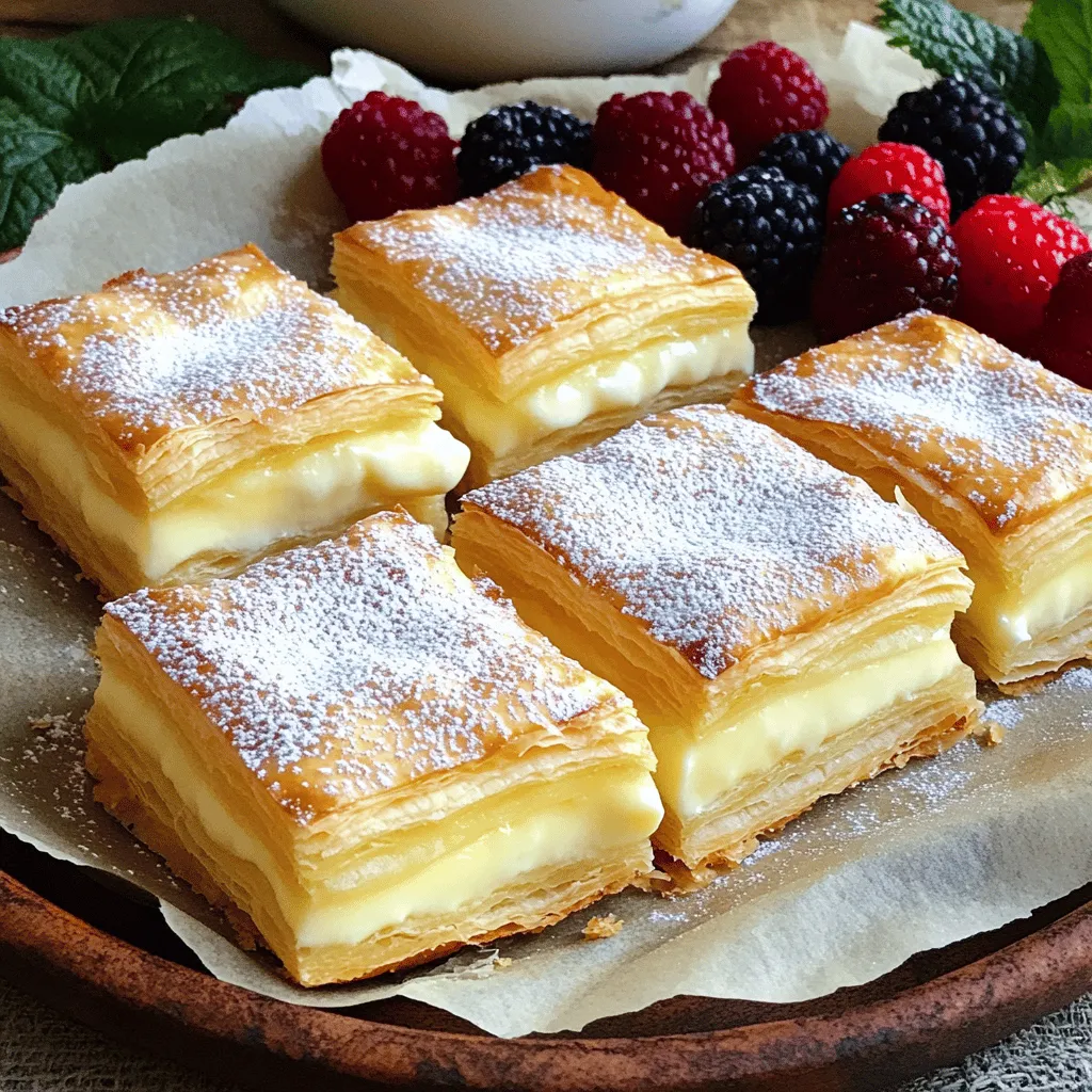 To make vanilla custard cream squares, you need some simple ingredients. Gather these items before you start: