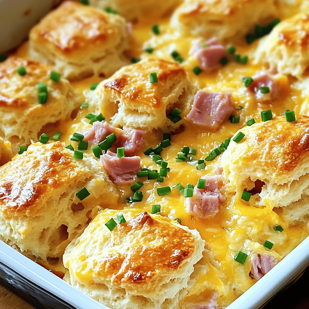 To make ham and cheese butter swim biscuits, you