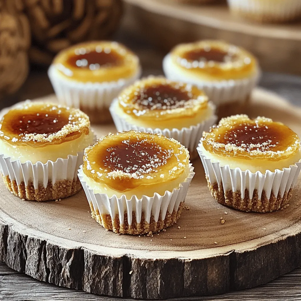 To make Mini Crème Brûlée Cheesecakes, you need these simple ingredients: