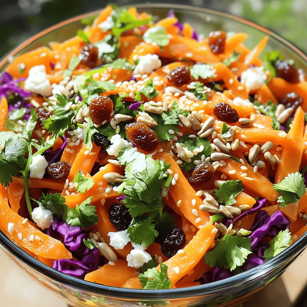 - 4 large carrots, peeled and julienned - 1 cup red cabbage, finely shredded - 1/2 cup fresh cilantro, chopped