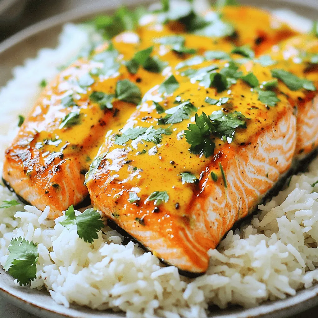 The key ingredients for this coconut curry salmon recipe are simple yet powerful. You need two salmon fillets, about six ounces each. A tablespoon of coconut oil helps give a rich flavor. One cup of coconut milk adds creaminess and depth to the dish. For spice, two tablespoons of red curry paste bring heat and warmth.