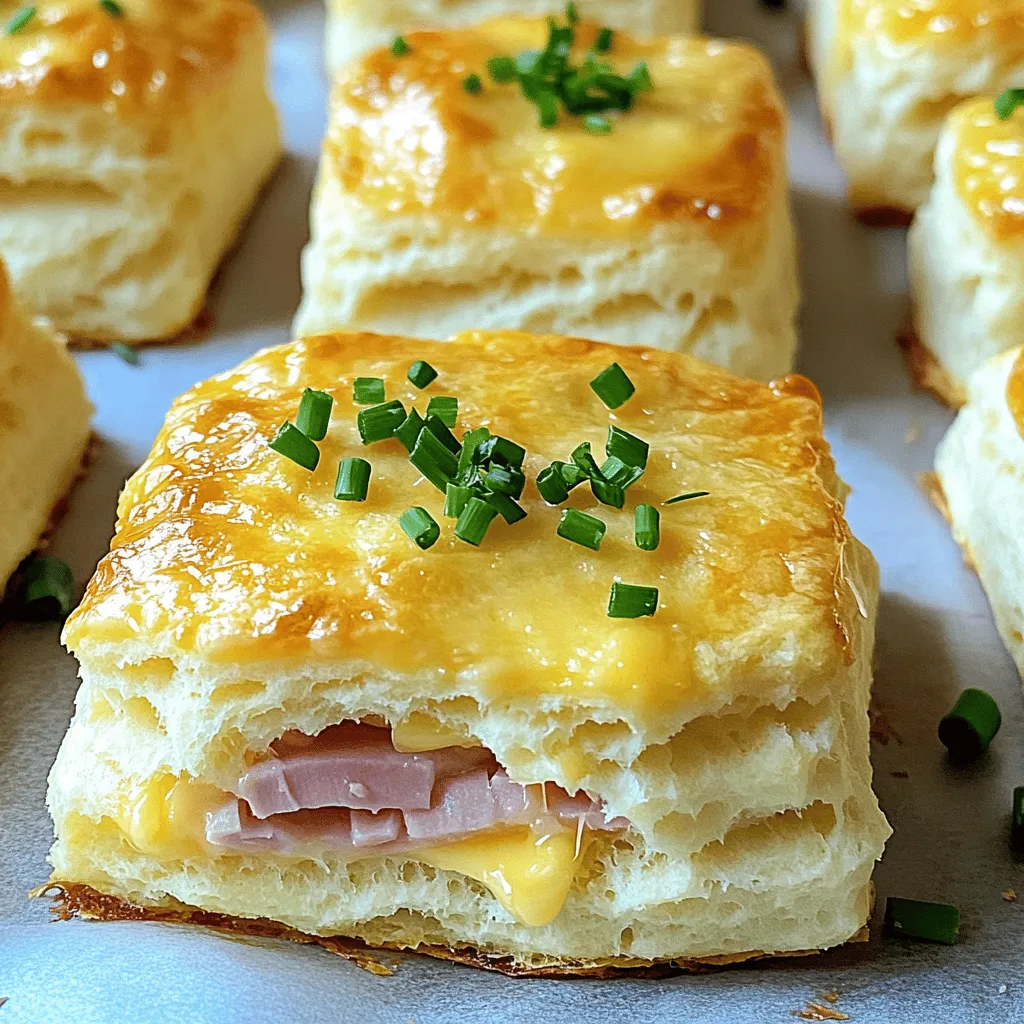 - 2 cups all-purpose flour - 1 tablespoon baking powder - 1 teaspoon salt - 1/2 teaspoon black pepper - 1 cup diced ham - 1 cup shredded sharp cheddar cheese - 1 cup buttermilk - 1/2 cup unsalted butter