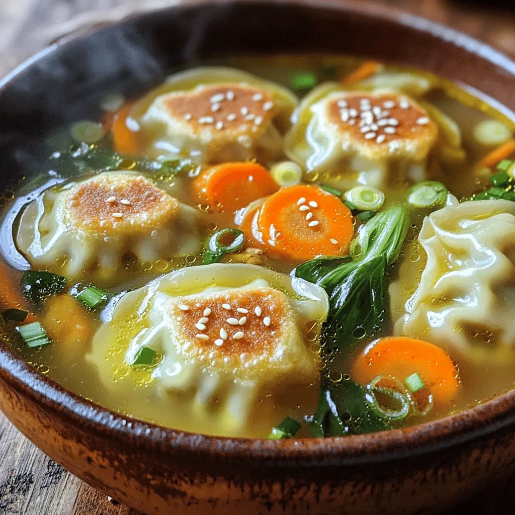 To make potsticker soup, you need a few key ingredients. First, potstickers are vital. You can use frozen pork or vegetable dumplings. They add heartiness to the soup. For the broth, choose chicken or vegetable broth. This creates a rich base that brings all the flavors together.