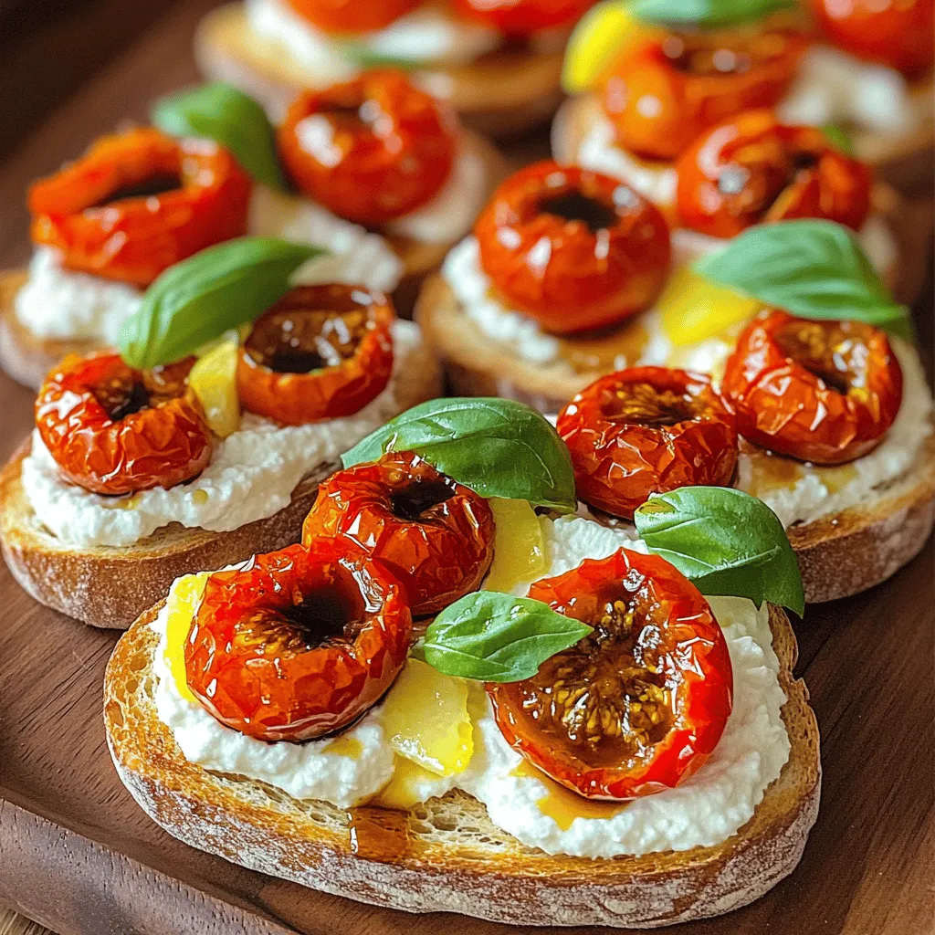 - Cherry tomatoes - Ricotta cheese - Rustic bread