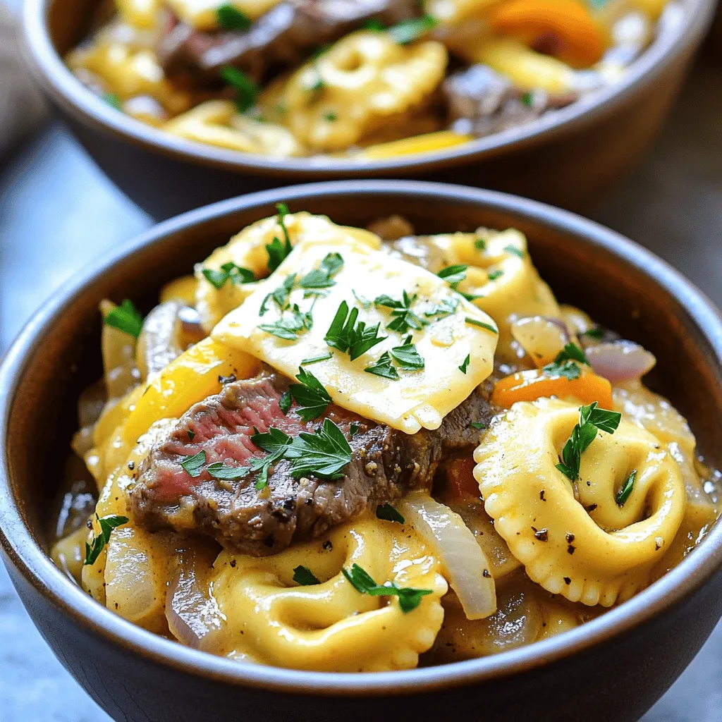 Cheesesteak Tortellini in Rich Provolone Sauce Delight