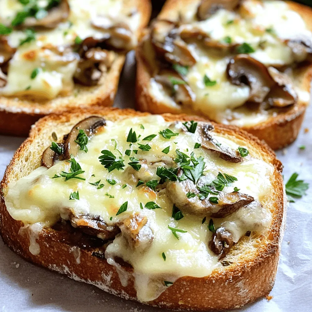 Gourmet Cheesy Mushroom and Garlic Toasts Delight