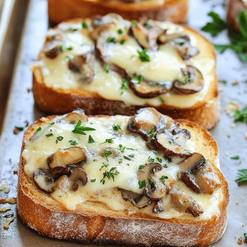 For the base of the toasts, you need: - 8 oz mixed mushrooms (shiitake, cremini, button) - 4 cloves garlic, minced - Fresh thyme leaves - Olive oil and unsalted butter