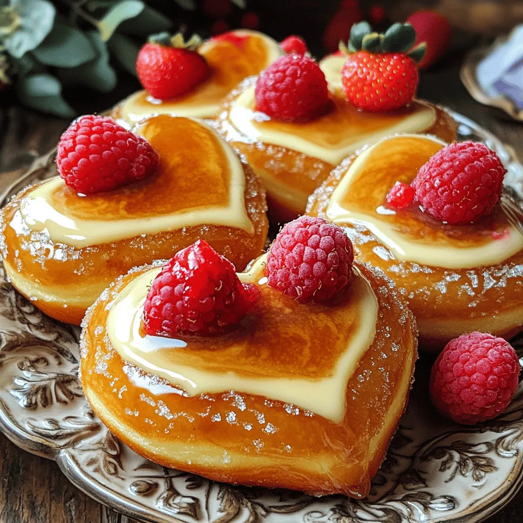 Creme brûlée heart donuts are a sweet twist on a classic dessert. They blend the rich flavor of creme brûlée with the joy of heart-shaped donuts. This combination makes them perfect for special moments. Each bite reveals a creamy filling that contrasts with a crispy sugar top.