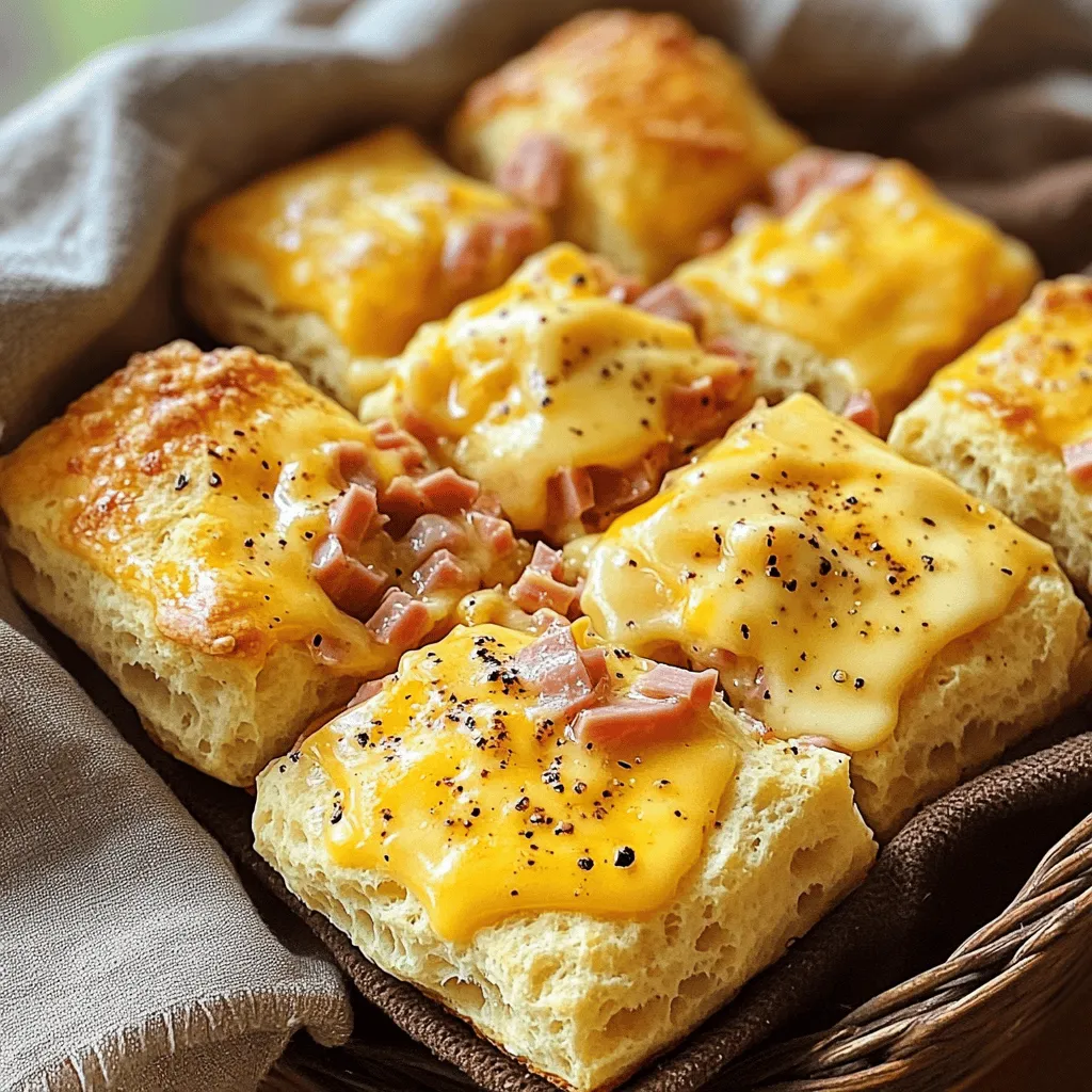 Savory Ham and Cheese Butter Swim Biscuits Recipe