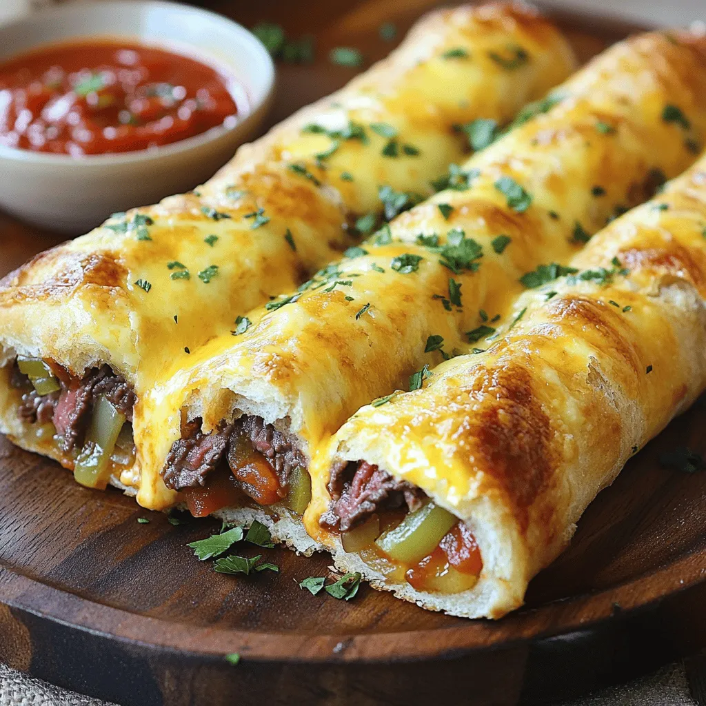Philly Cheesesteak Stuffed Cheesy Breadsticks Delight