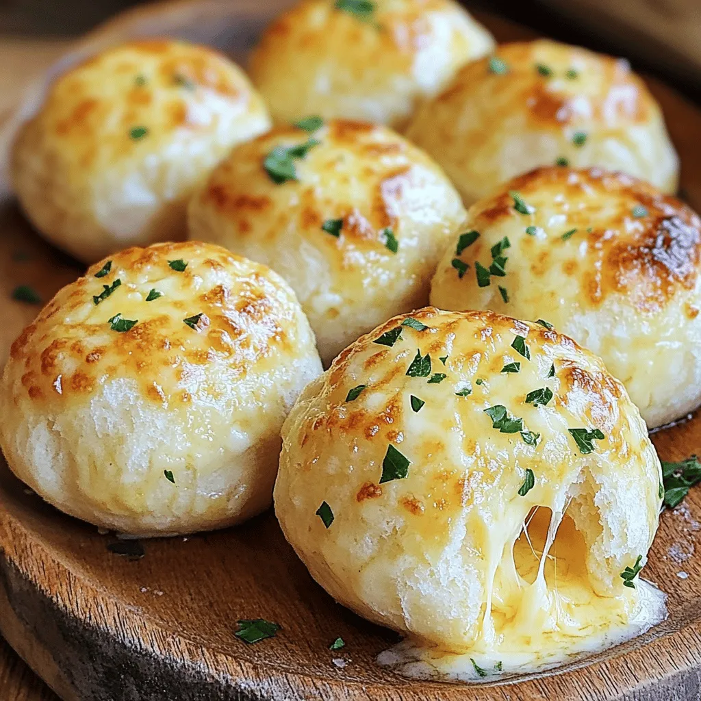 To make buttery garlic cheese bombs, you need simple ingredients. The main one is refrigerated biscuit dough, which acts as a soft outer layer. You will also need shredded mozzarella cheese for the gooey filling.