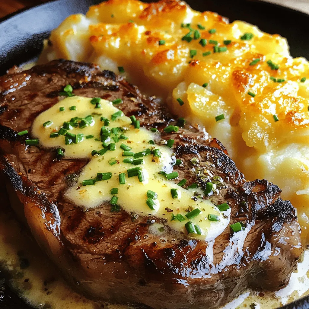 To make a tasty ribeye steak and cheesy scalloped potatoes, you need good ingredients.