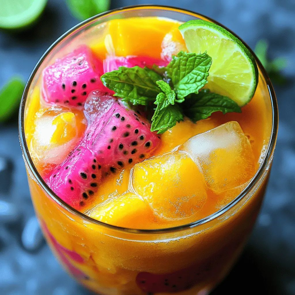 The Mango Dragonfruit Refresher is a bright drink full of flavor. It blends juicy mango with the exotic taste of dragonfruit. This drink is light and refreshing, perfect for hot days.