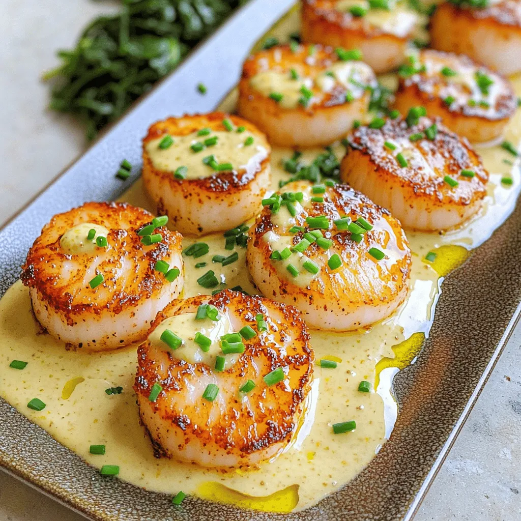 Cajun Seared Scallops with Spicy Mustard Cream Delight