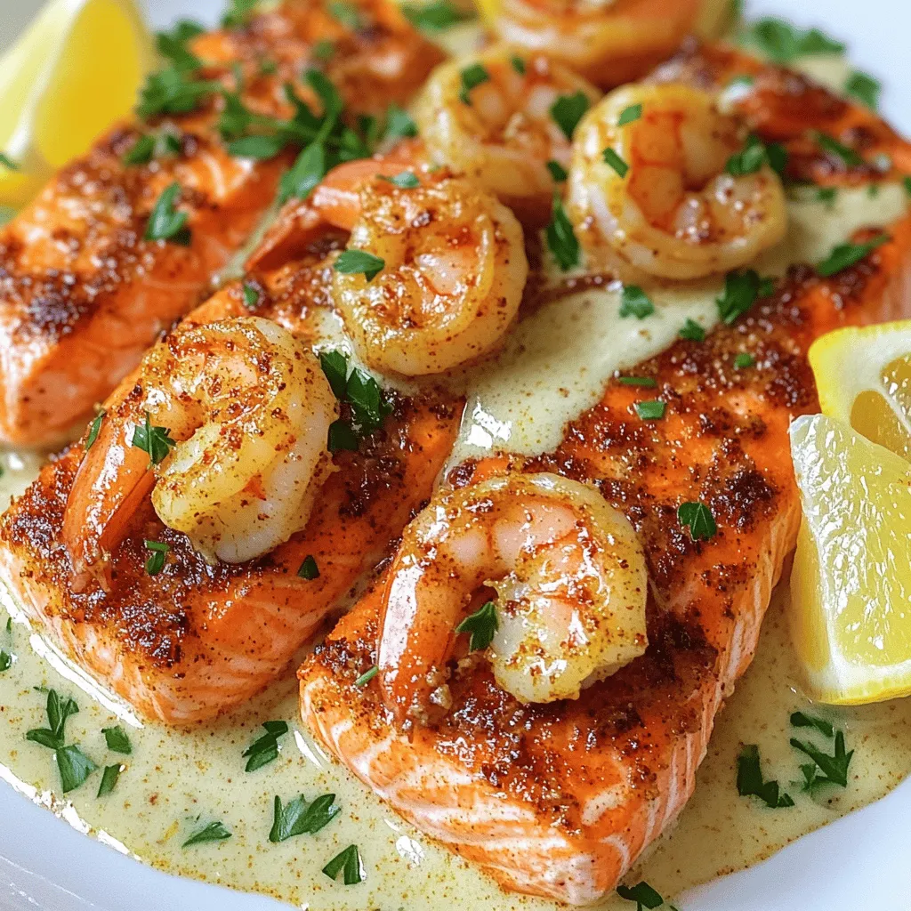 Cajun Shrimp &#038; Salmon with Garlic Cream Spicy Feast