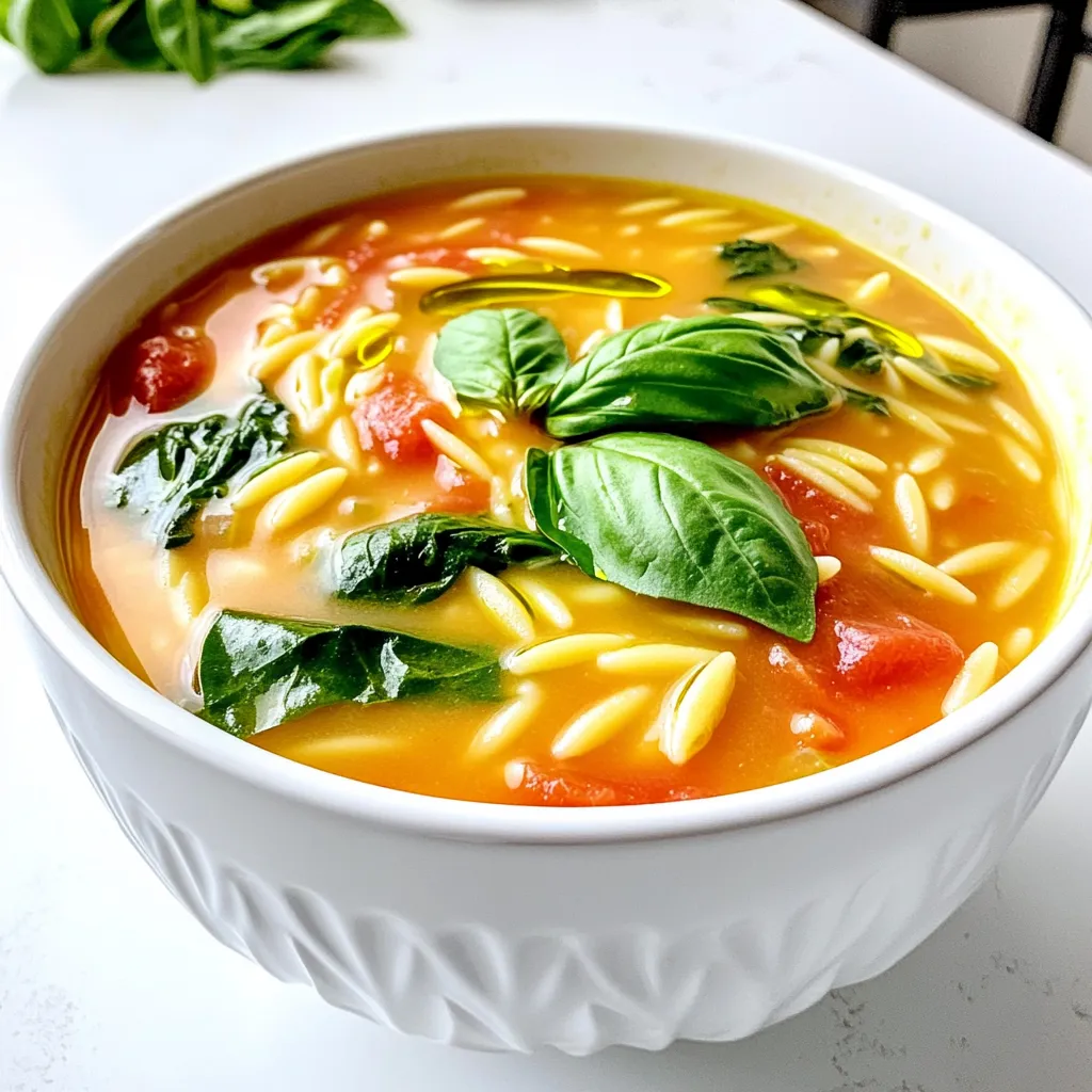 Creamy Tomato Orzo Soup with Spinach Delight