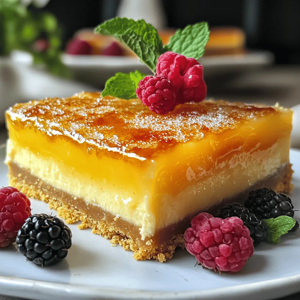 When making crème brûlée cheesecake bars, you need simple yet rich ingredients. Here’s what you will use: