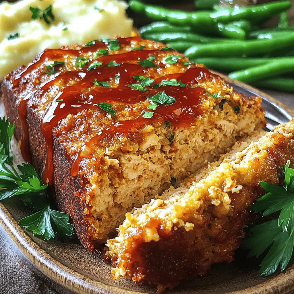 - Ground chicken - Breadcrumbs - Parmesan cheese - Fresh parsley - Garlic - Onion - Egg - Milk - Worcestershire sauce - Dried oregano - Salt - Black pepper - Ketchup (for topping)