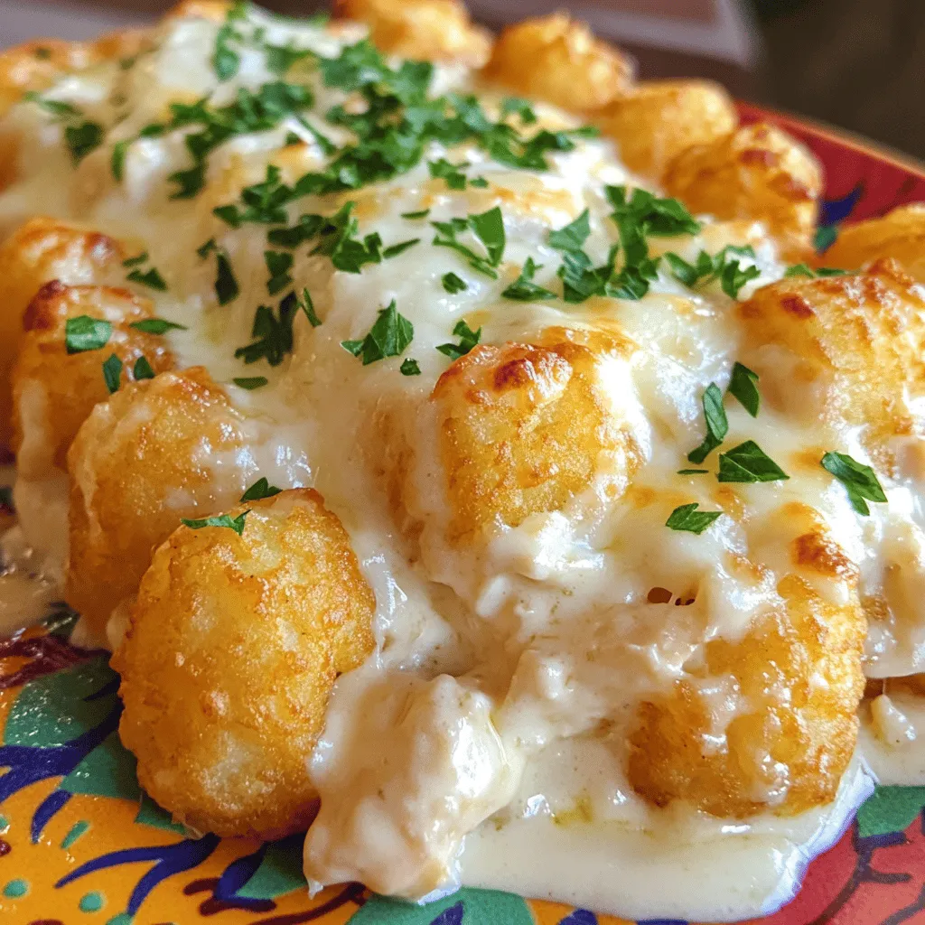 Savory Creamy Chicken Alfredo Tater Tot Casserole Delight