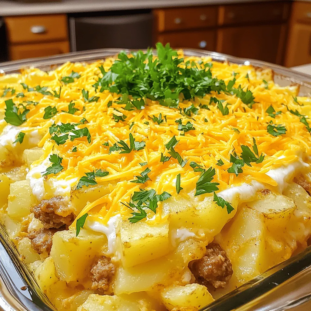 To make a tasty breakfast casserole, you need some key items. Here’s what you should gather: - 6 large eggs - 2 cups diced potatoes (fresh or frozen) - 1 cup cooked breakfast sausage, crumbled - 1 onion, diced - 1 bell pepper (red or green), diced - 1 cup shredded cheddar cheese - 1 cup milk - 1 teaspoon garlic powder - 1 teaspoon paprika - Salt and pepper to taste - 2 tablespoons olive oil - Fresh parsley, chopped (for garnish)